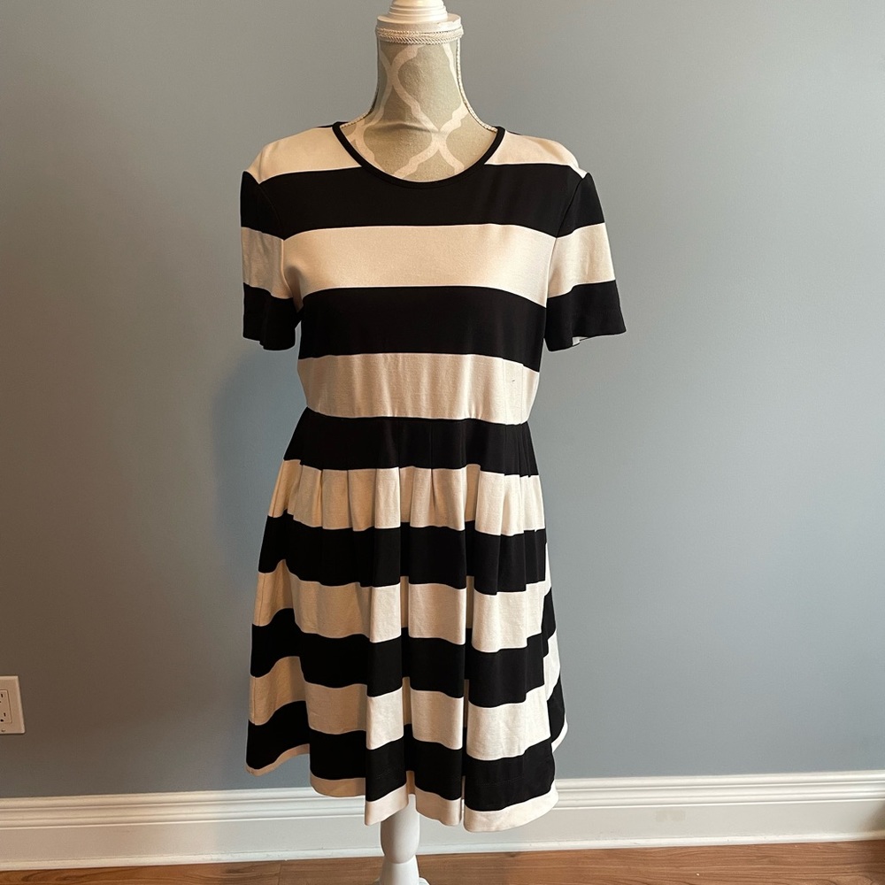 Stripe Vogue Dress in Black & White - Pink Tartan